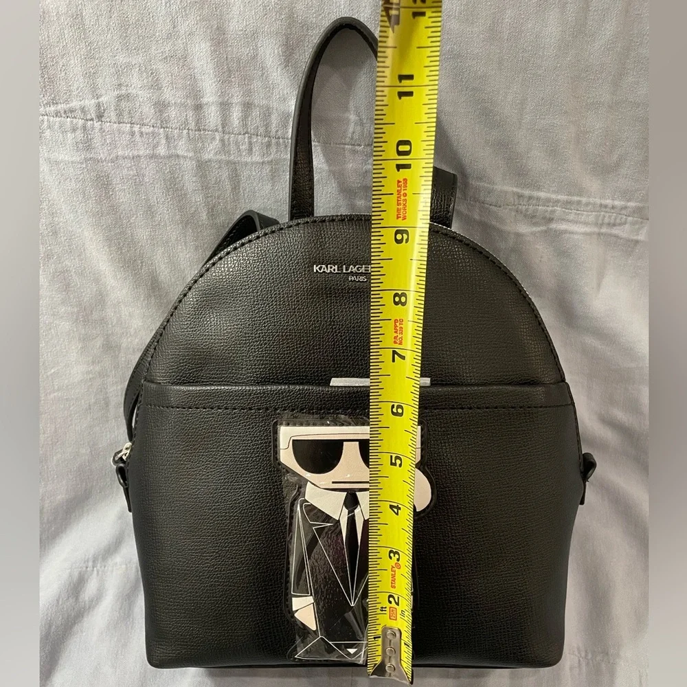 NEW Authentic Karl Lagerfeld Paris Black Slim Style‎ Mini Backpack w/ Karl Image